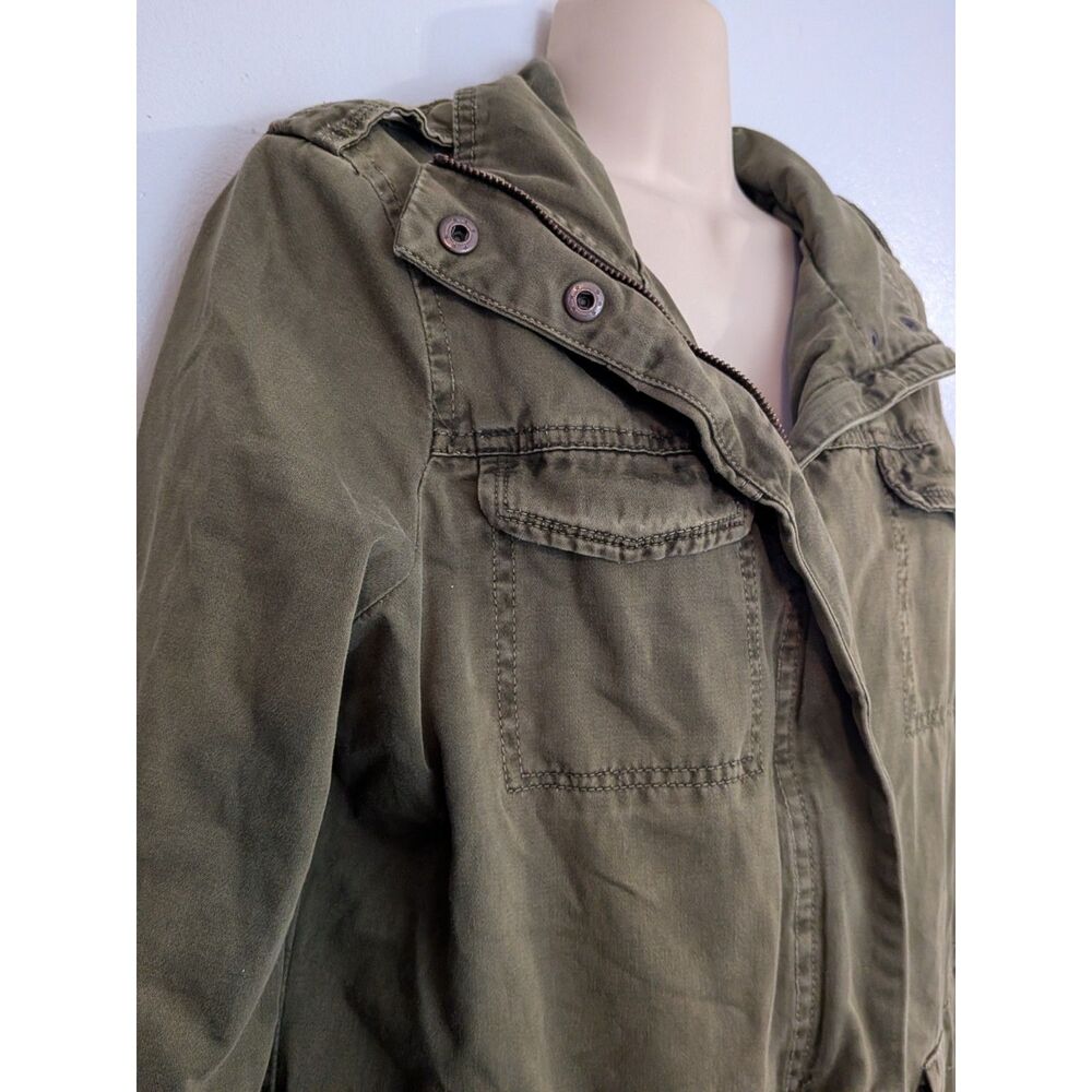 ZARA Trafaluc Military Jacket Women Olive Green Utility Windbreaker No Hood - Picture 4 of 12